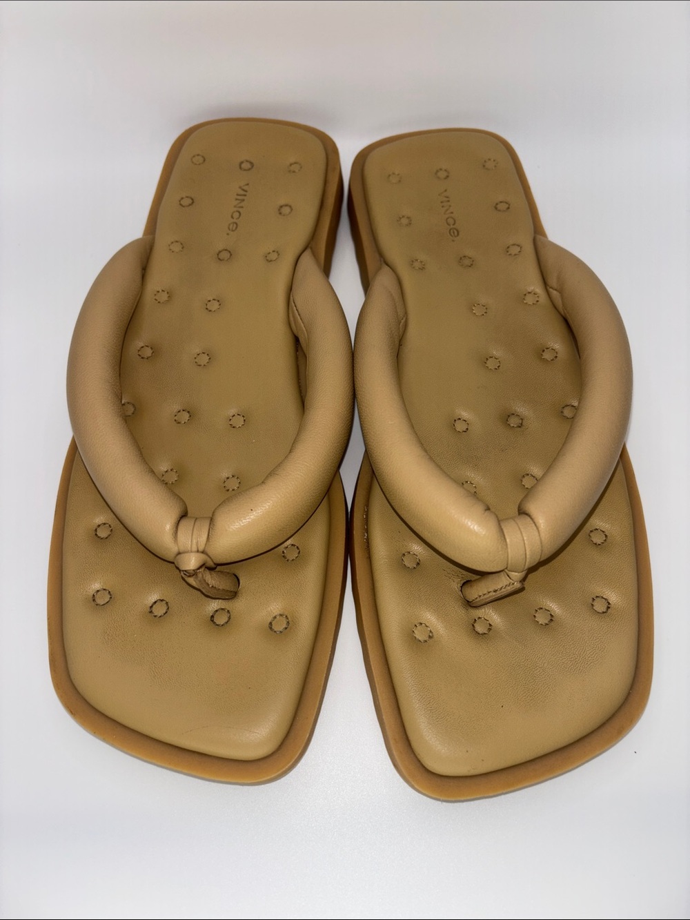 Vince Tan Padded Thong Sandals